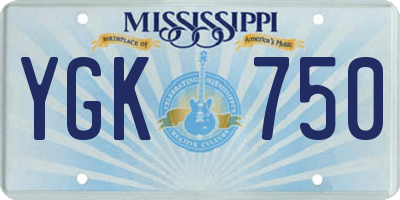 MS license plate YGK750