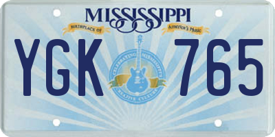 MS license plate YGK765