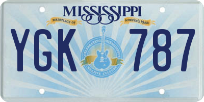 MS license plate YGK787