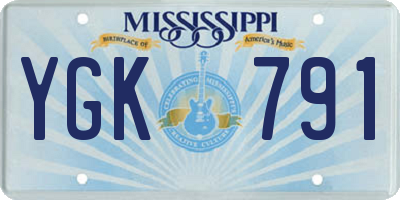 MS license plate YGK791