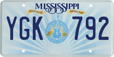MS license plate YGK792