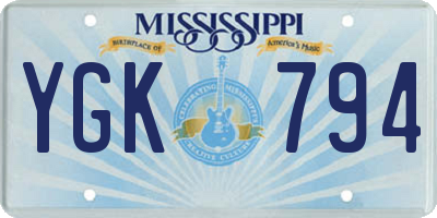 MS license plate YGK794