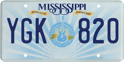 MS license plate YGK820