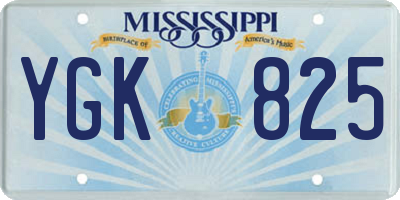 MS license plate YGK825