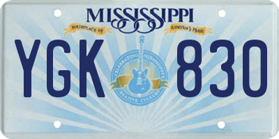 MS license plate YGK830