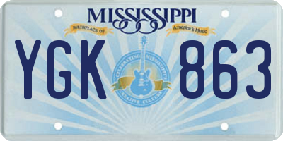 MS license plate YGK863