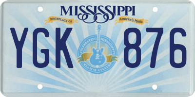 MS license plate YGK876