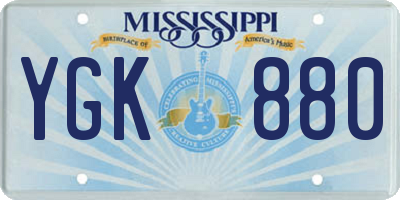 MS license plate YGK880