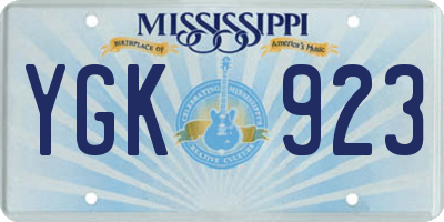 MS license plate YGK923