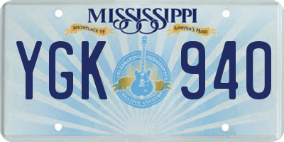 MS license plate YGK940