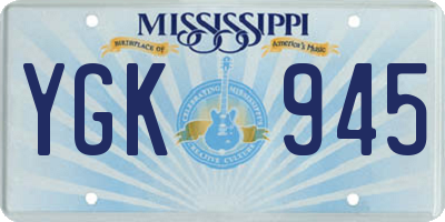 MS license plate YGK945