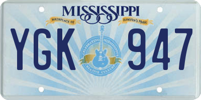 MS license plate YGK947