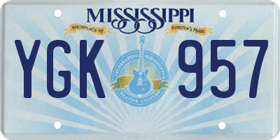 MS license plate YGK957