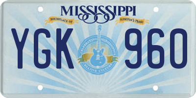 MS license plate YGK960