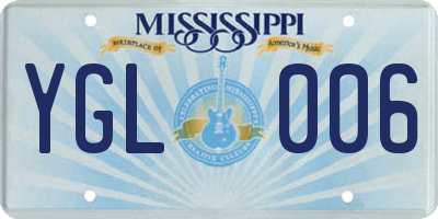 MS license plate YGL006