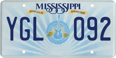 MS license plate YGL092