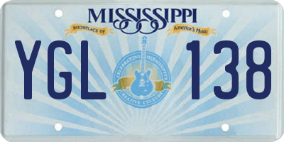 MS license plate YGL138