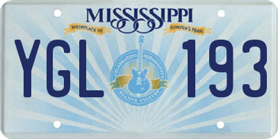 MS license plate YGL193