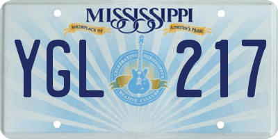 MS license plate YGL217