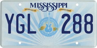 MS license plate YGL288