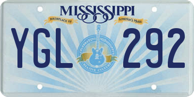 MS license plate YGL292