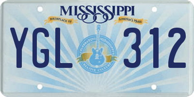 MS license plate YGL312
