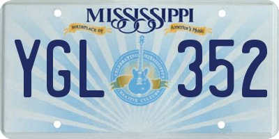 MS license plate YGL352