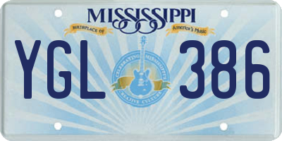 MS license plate YGL386