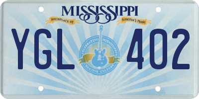 MS license plate YGL402