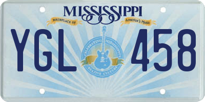 MS license plate YGL458