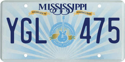 MS license plate YGL475