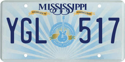 MS license plate YGL517