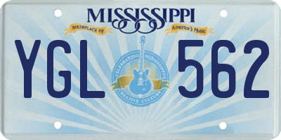 MS license plate YGL562