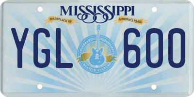 MS license plate YGL600