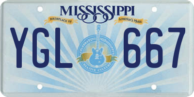 MS license plate YGL667