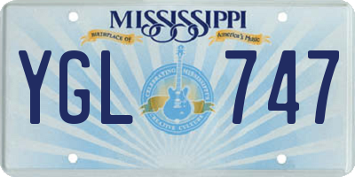 MS license plate YGL747
