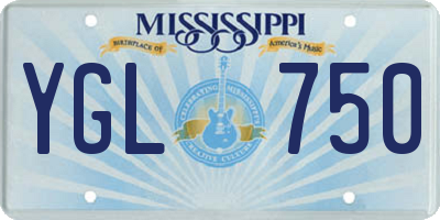 MS license plate YGL750