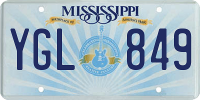 MS license plate YGL849