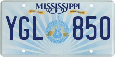 MS license plate YGL850