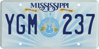 MS license plate YGM237