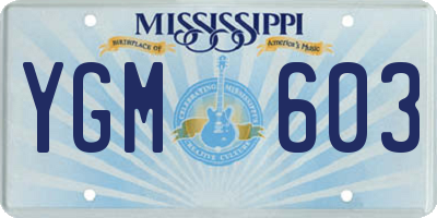 MS license plate YGM603