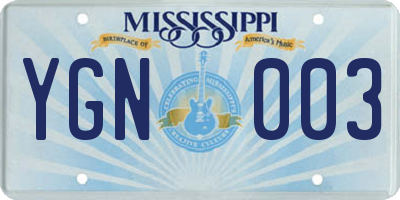MS license plate YGN003