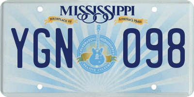 MS license plate YGN098