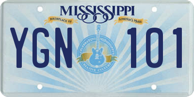 MS license plate YGN101