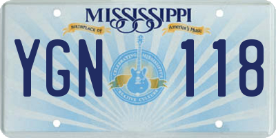 MS license plate YGN118
