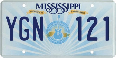 MS license plate YGN121