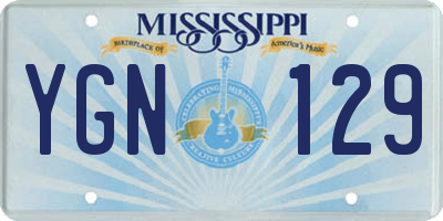 MS license plate YGN129