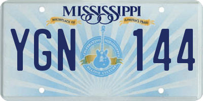 MS license plate YGN144