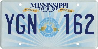 MS license plate YGN162