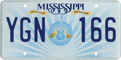 MS license plate YGN166